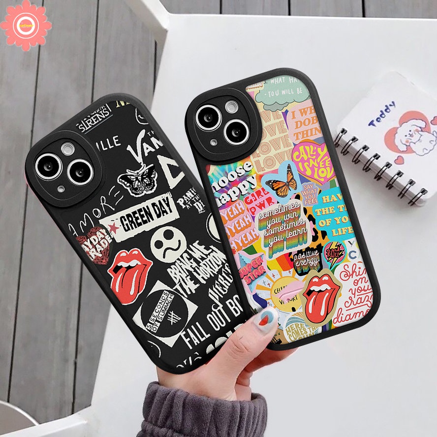 Redmi Note11 10 8 9 9Pro 9s 10s 10Pro 11s 11Pro+8Pro Redmi 12C 10 9T 10C 9 10A 9A 9C POCO M3 X3 NFC Pro Mi 12 11 Lite 11T Trendy Brand Sticker Label Soft Butterfly Huruf Sarung