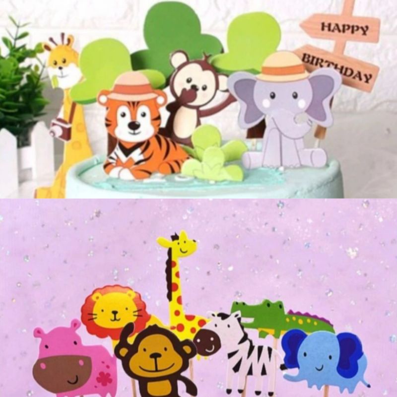 Topper zoo,Topper Binatang,Hiasan kue binatang,topper cake zoo