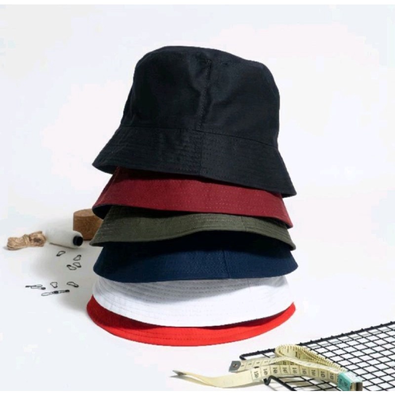 TOPI BARET POLOS - TOPI BUCKET POLOS WARNA TOPI WANITA / PRIA