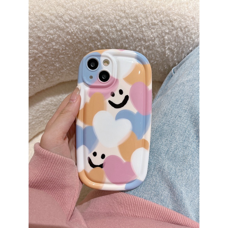 Soft Case Silikon Tebal Shockproof Motif Smile Untuk iPhone 14 13 12 11 Pro Max X Xr Xs Max 8 7 6 6s Plus SE 2020