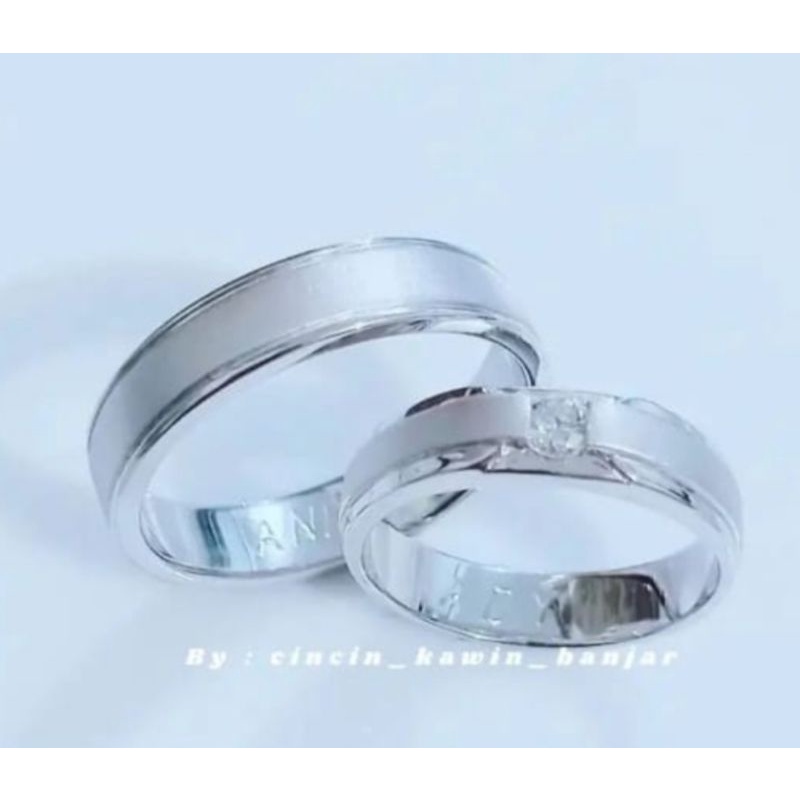 cincin perak couple mata satu
