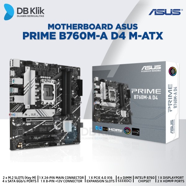 Motherboard ASUS PRIME B760M-A D4 m-ATX LGA1700 HDMI DP - ASUS B760M A