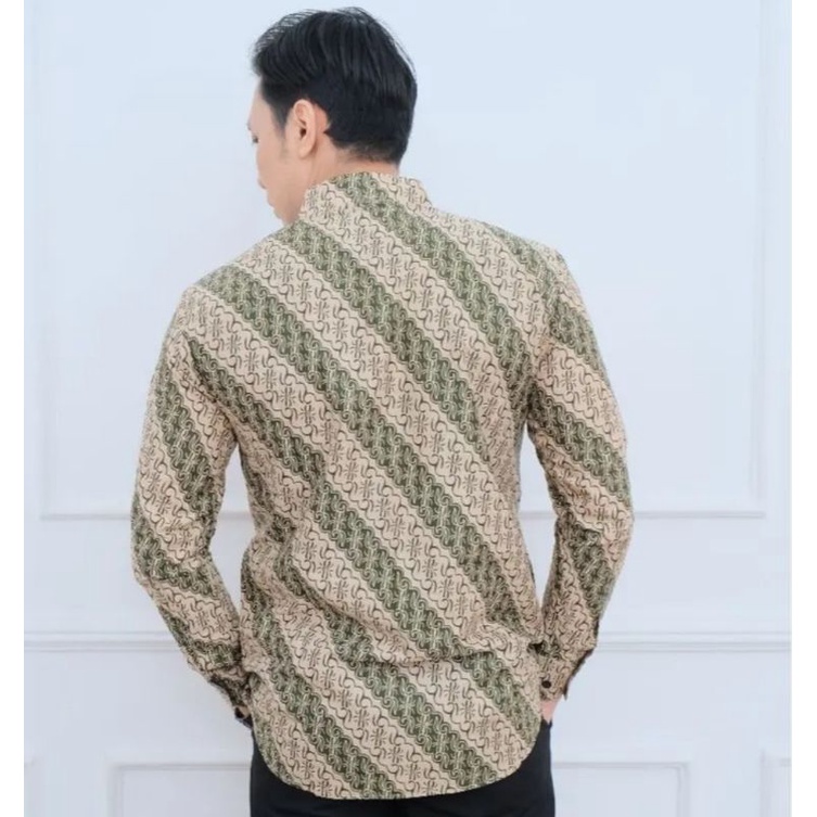 PARANG HIJAU SAGE kemeja Batik Pria Lengan Panjang SLIMFIT Lapis Furing Premium Modern Full Furing Katun Halus