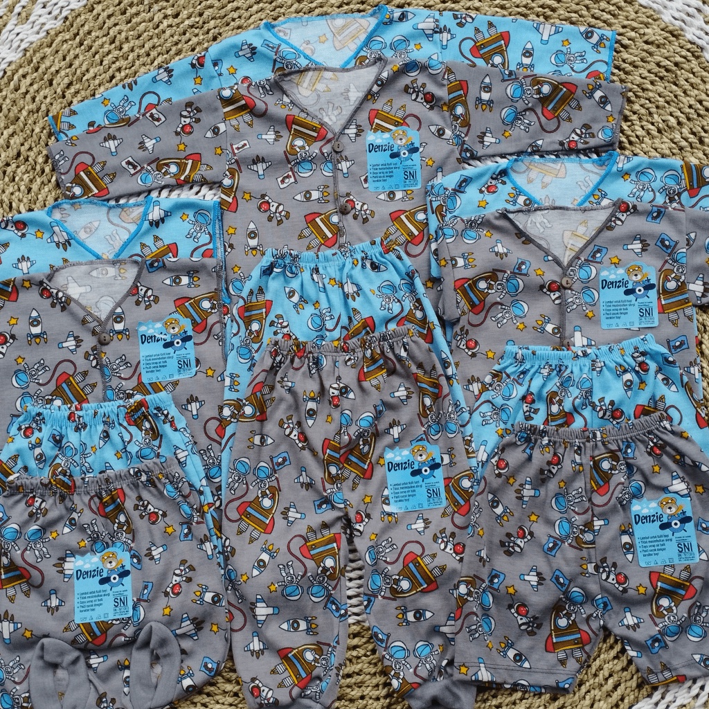12 PCS Setelan Baju Bayi Celana Bayi Baru Lahir Baju Newborn Kain Printing Motif ASTRONOT Perlengkapan Bayi Baru Lahir Kado GIft Set Paket Newborn Baju Bayi Baru Lahir Meyriana Collection