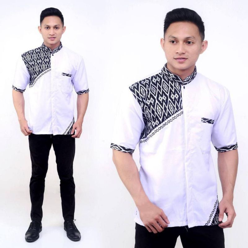 Baju Koko Pria Lengan Pendek Motif Batik Bahan Katun Koko Murah Keren