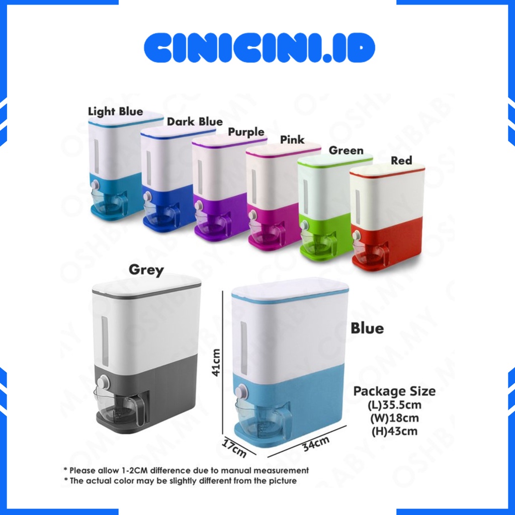 [ Cinicini ] Dispenser Beras 12 Liter / Tempat Beras Otomatis / Wadah Beras / Dispenser Beras Praktis