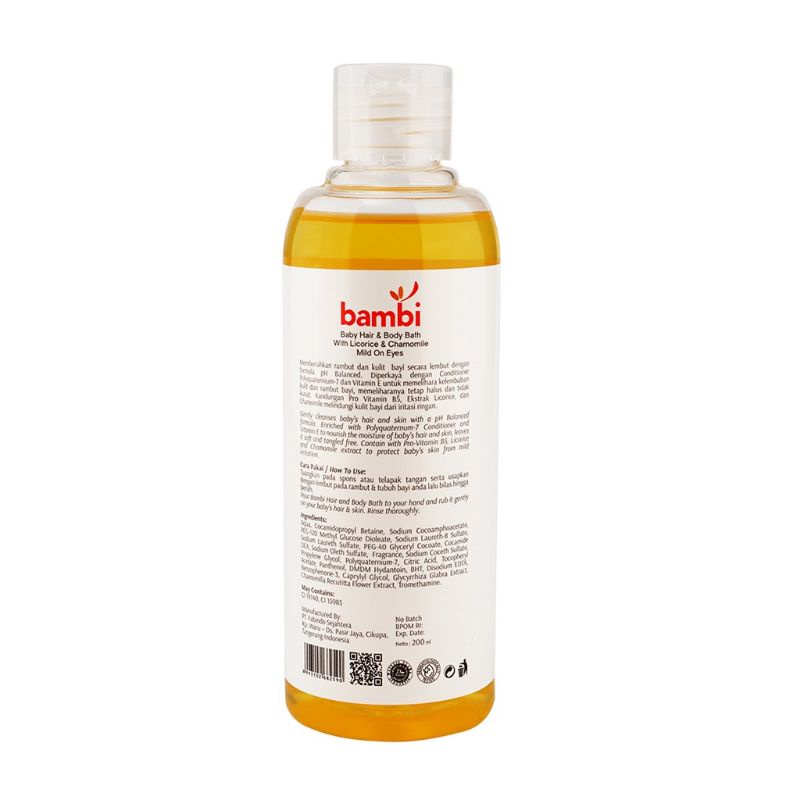 Bambi Baby Hair &amp; Body Bath 2 in 1 100ml 200ml Sabun Mandi Bayi Shampo Bayi