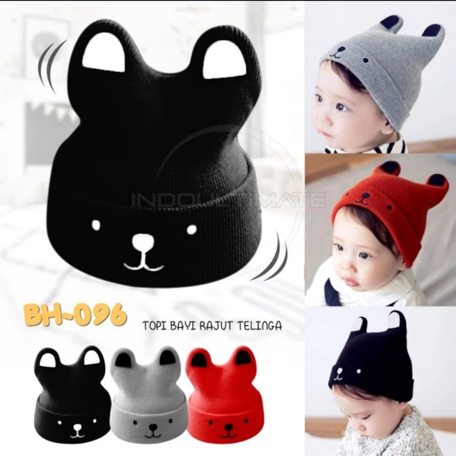 Topi Rajut Bayi Telinga - Kupluk Rajut Bayi - Topi Bayi - Kupluk Bayi Rajut