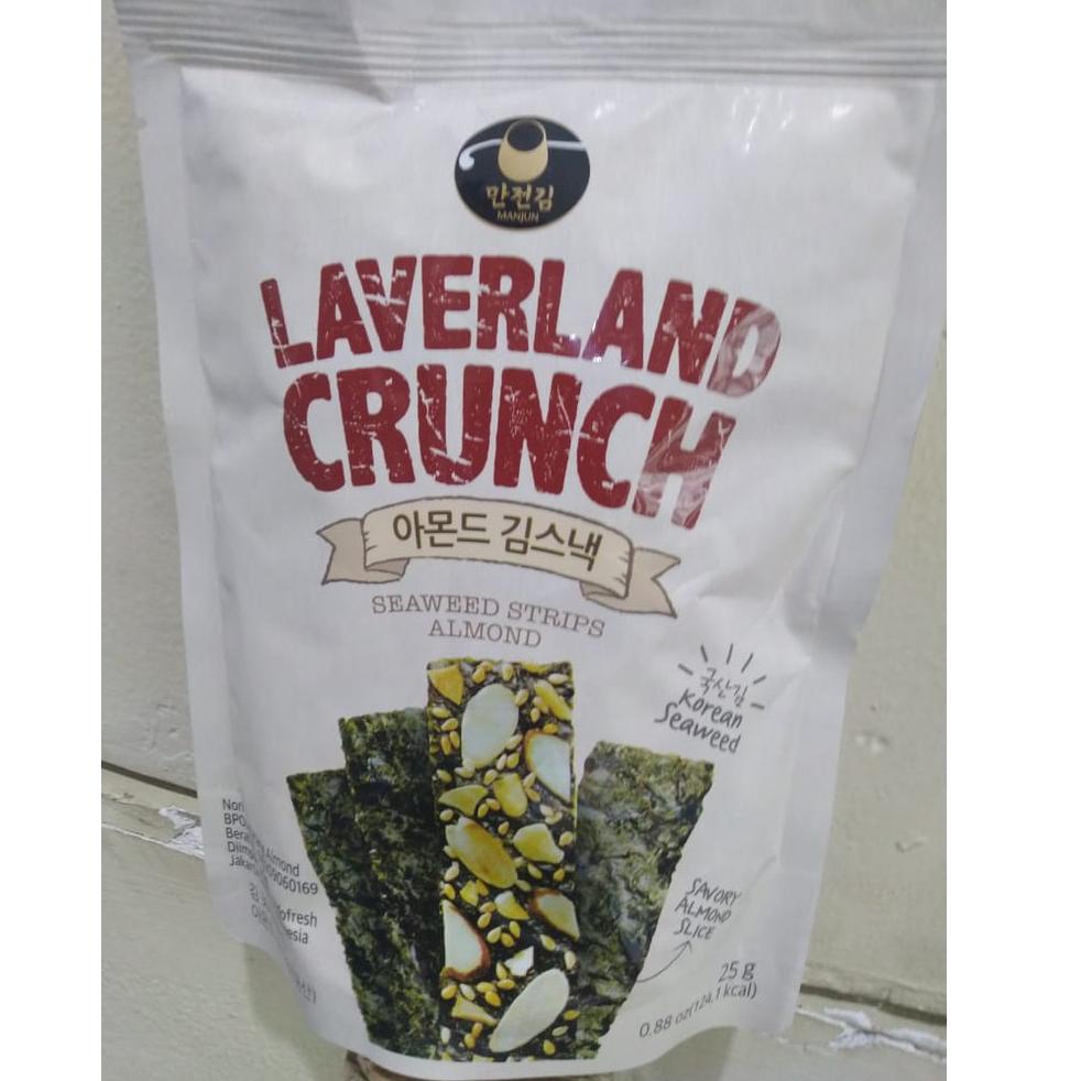 

#Sale ー MANJU LAVERLAND CRUNCH, SEAWEED STRIPS ALMOND 25gr ♦