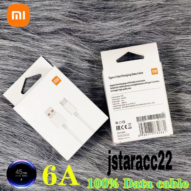 CABLE CARGER KABEL DATA XIAOMI POCO X3 NFC X3 PRO ORIGINAL 100% USB TYPE C 6A ORI