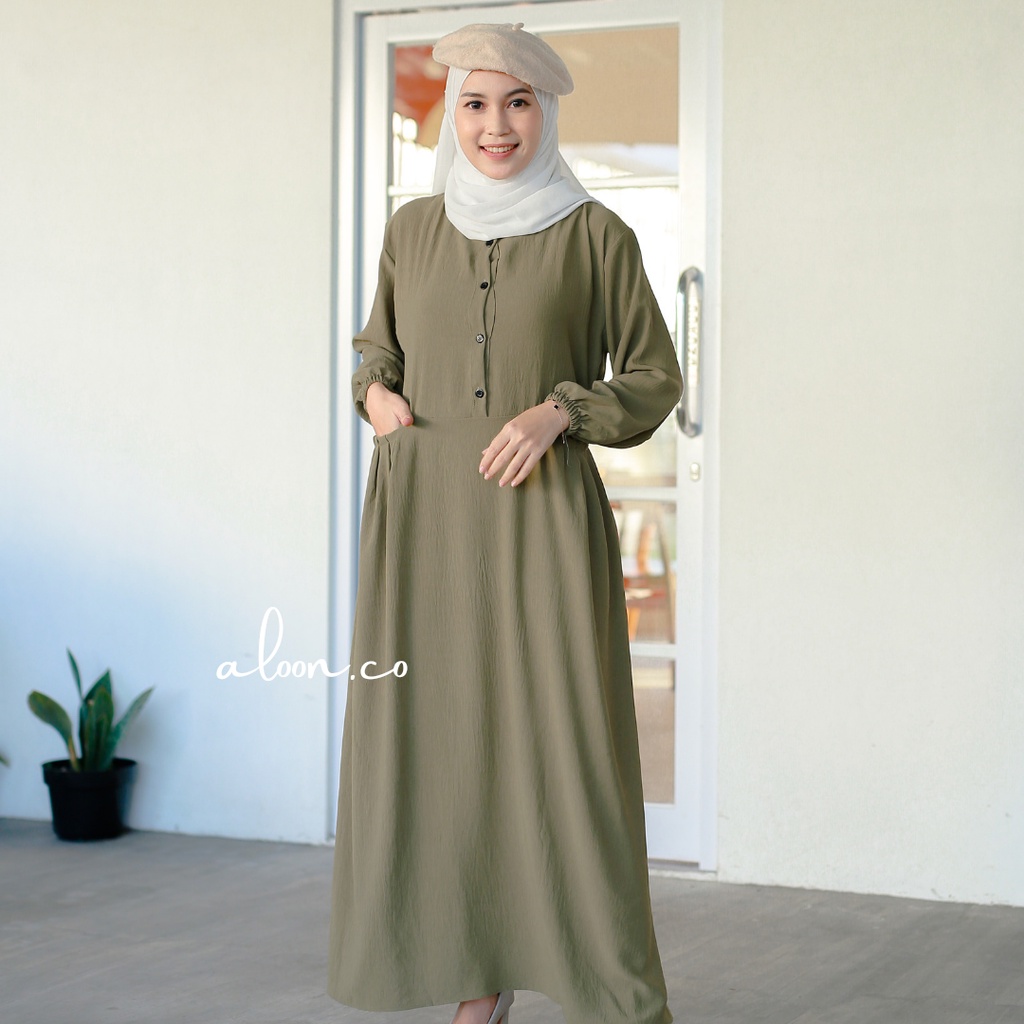 Humaira Gamis Bahan Crinkle Airflow Busui Friendly – Dress Gamis Terbaru