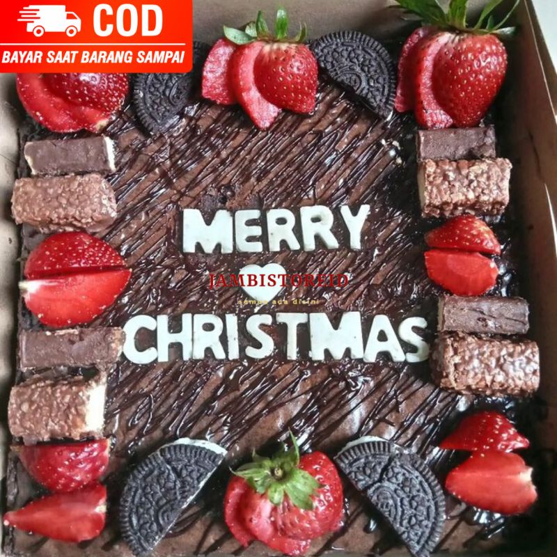 

(JAMBISTOREID) PO H-1 PILIH PENGIRIMAN INSTAN Kue Brownies Hias 20x20cm Topping Strawberry Beng-Beng Ucapan Ulang Tahun Hampers Kado Natal Lebaran Anniversary Hari Ayah Ibu Jambi