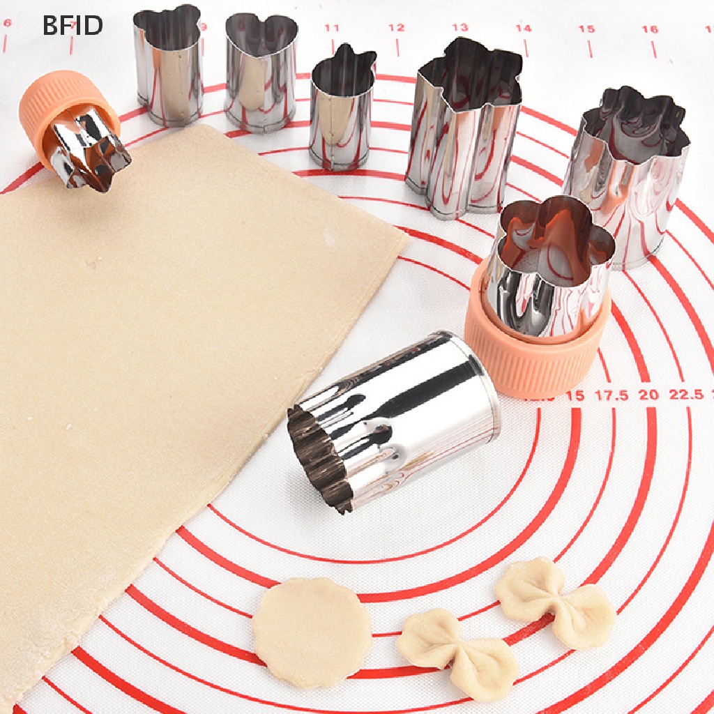 [BFID] 8pcs/set Pemotong Sayuran Buah Gagang Plastik Portable Alat Masak Stainless Steel Fruit Cutg Die Gadget Dapur [ID]