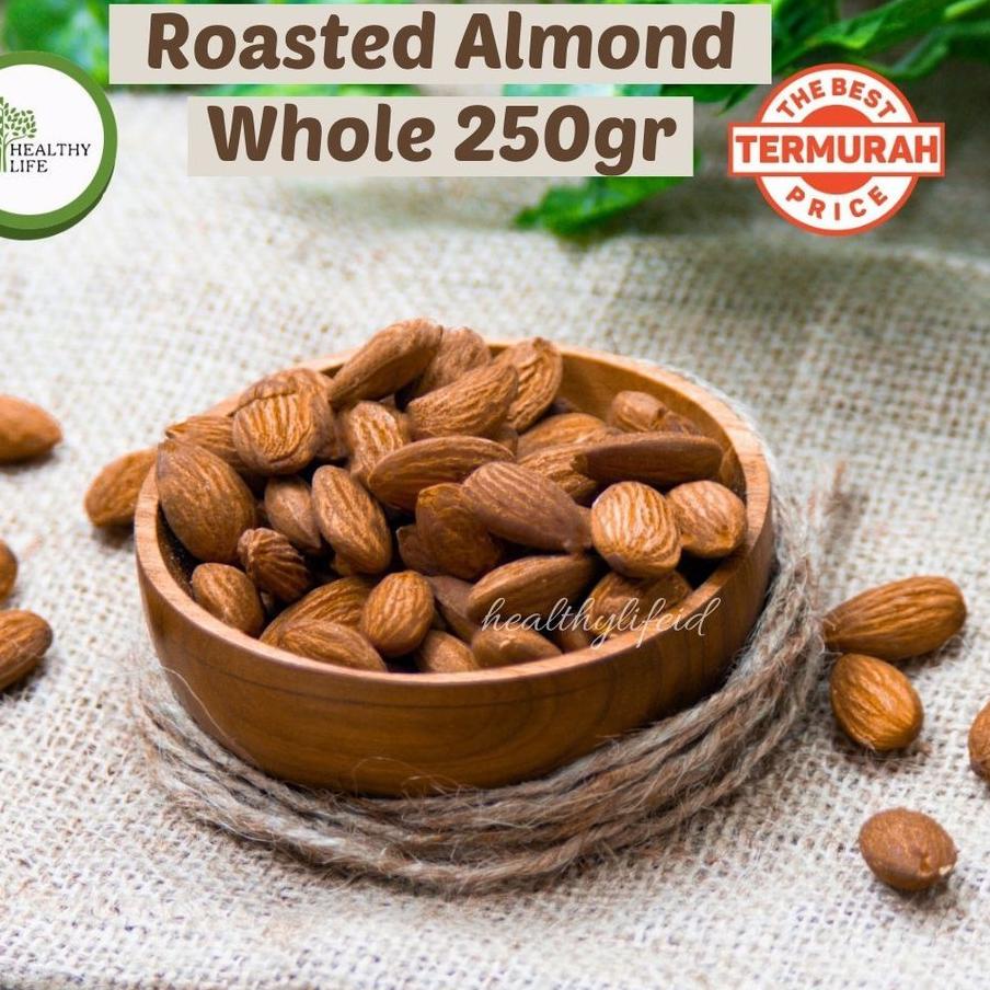 

Promo | KI3 | Roasted Almond Whole 250gr ( Kacang Almond Panggang / Matang ) Ukuran Besar 27-30 Tanpa Cangkang