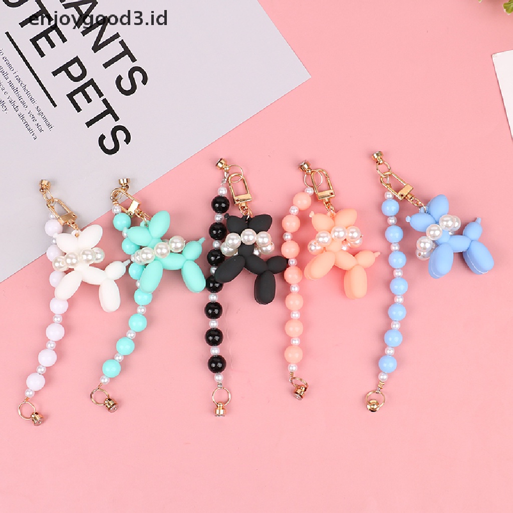 [Rready Stock] Mutiara Ponsel Rantai Lucu 3D Anjing Telepon Kasus Rantai Liontin Pergelangan Tangan Tali Gantung (ID)