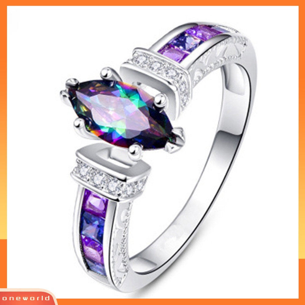 {oneworld} Wanita Fashion Multicolor Marquise Cut Cubic Zirconia Hias Jari Cincin Perhiasan