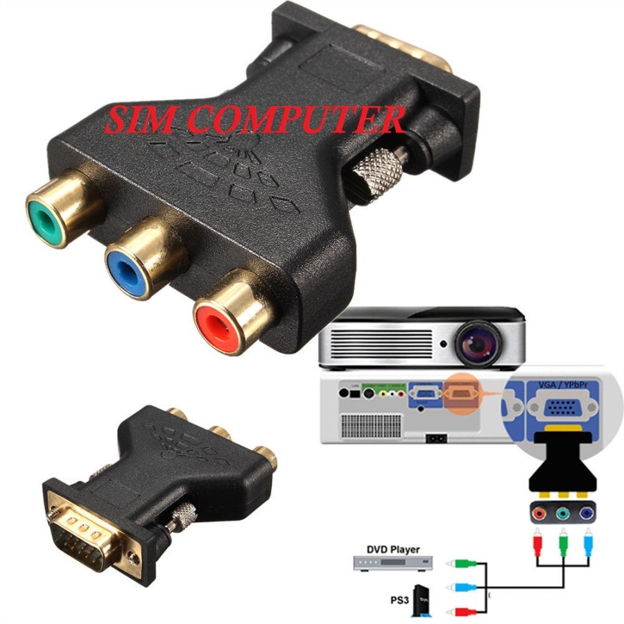 RCA to VGA 3RCA to 15Pin VGA Converter