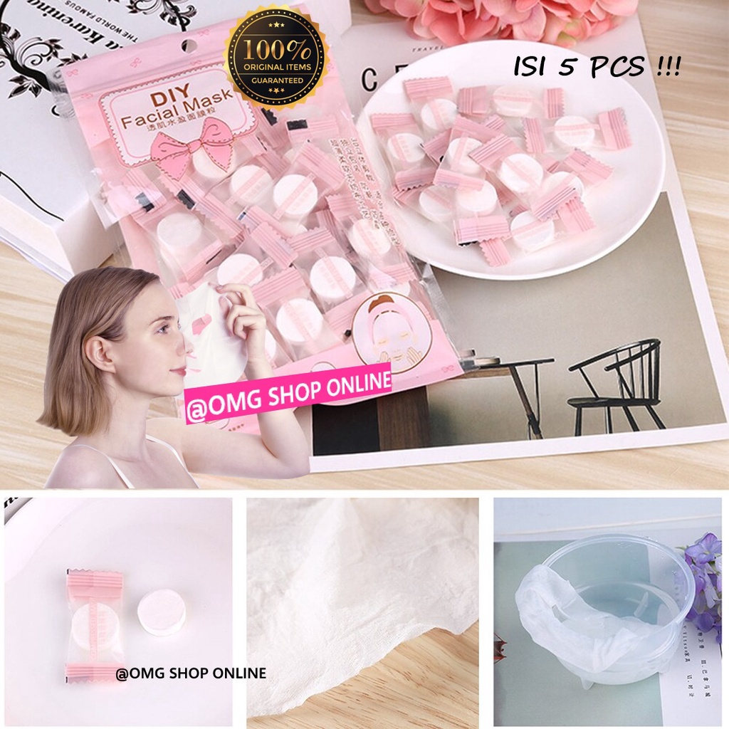 (NEW) 5 PCS COMPRESSED FACIAL MASK TERMURAH !!! Masker Wajah Tablet Masker Permen Compressed Facial Sheet Mask / Masker Wajah Pemutih dan Glowing Masker Muka DIY Masker Wajah Organik Korea Murah Skincare Alami Pria Wanita Anak Sekolah