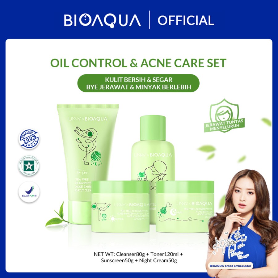 ✨ AKU MURAH ✨ BIOAQUA 4pcs Skincare Paket Niacinamide Glowing dan Acne Set - Glowing Set