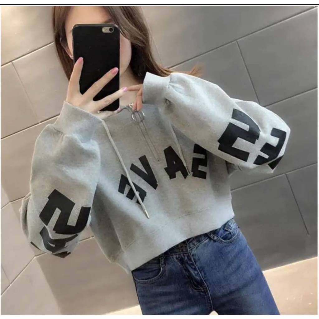 sweater wanita / SAVE CROPE HOODIE ZIPER WANITA / Sweater croope top wanita