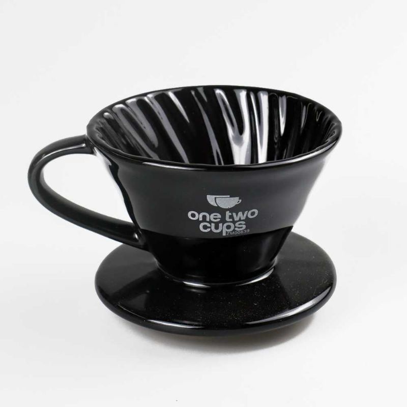 One Two Cups Filter Penyaring Kopi V60 Glass Coffee Filter Dripper - ZM00639 Hitam 1-2 Cups