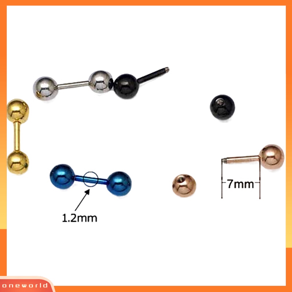 {oneworld} Ear Studs Anting Barbel Bola Punk Pria Simple Tahan Aus Untuk Pacaran