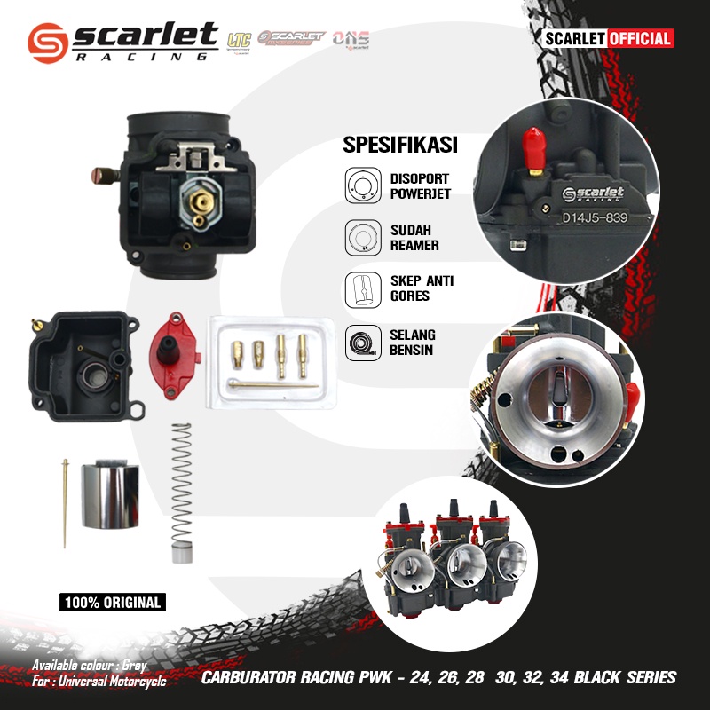 [ Rm ] Scarlet Racing - Carburetor Karburator Karbu Pwk 24 26 28 30 32 34 Black Series