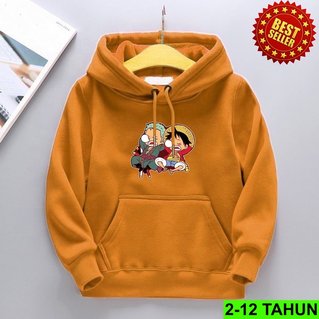 Jumper Hoodie Anak  LUFFY SLEEP II Jaket Hoodie Anak ANIME Bahan Fleece Sz M - XL ( Laki Laki &amp; Peremepuan )