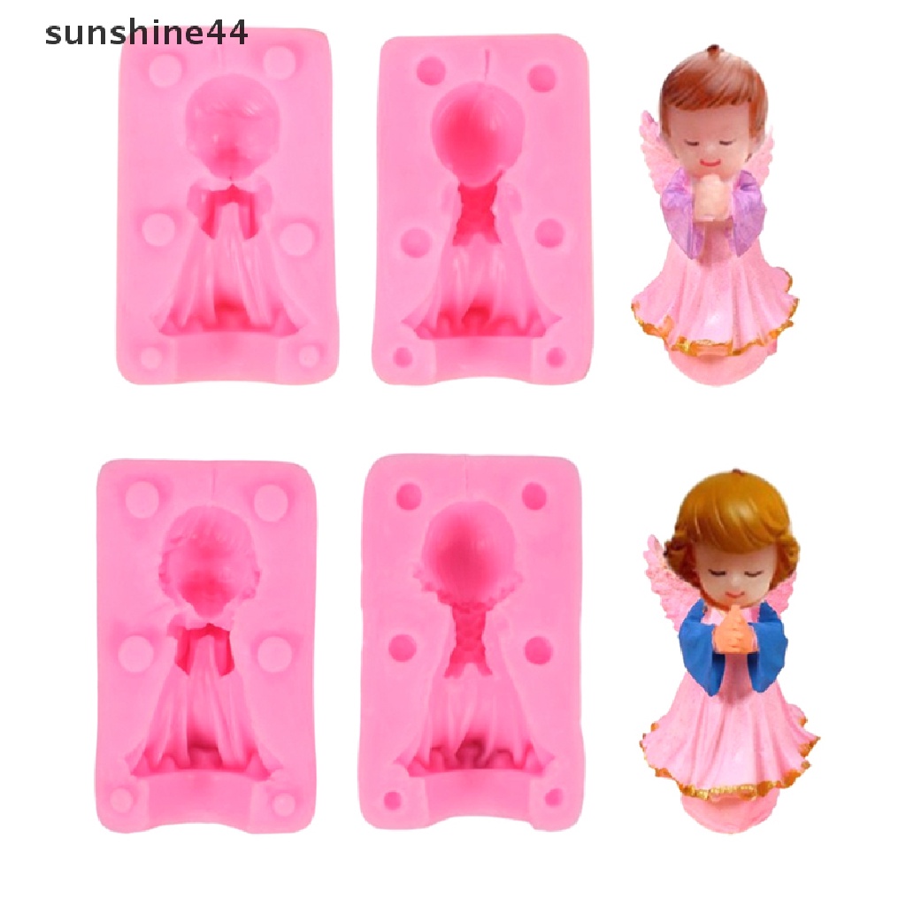 Sunshine 3D Angel Girl Boy Silicone Mold Cake Topper Cetakan Dekorasi Kue Ulang Tahun Bayi.