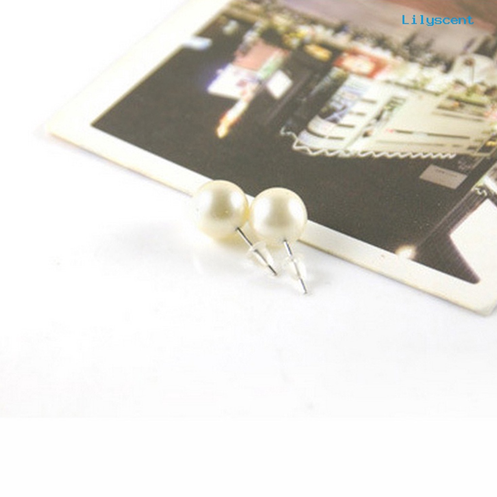 [LS] Anting Giwang Simple Mudah Senada Wanita Bulat Mutiara Imitasi Ear Studs Untuk Pernikahan