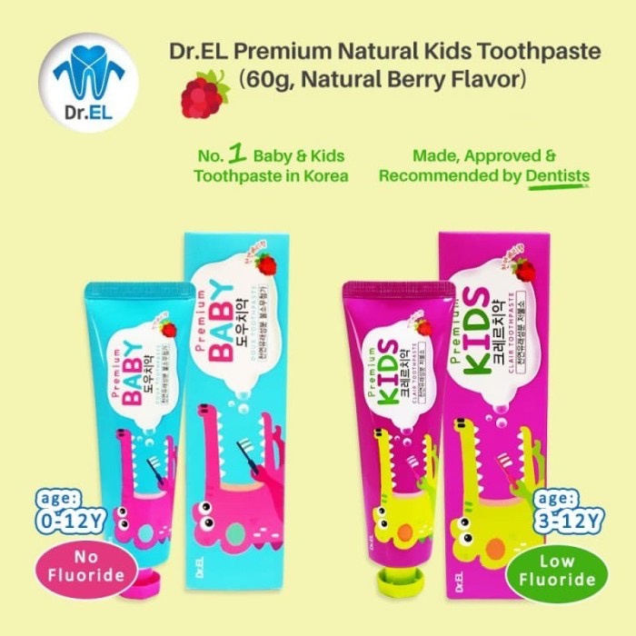 Dr.EL Premium Toothpaste (MADE IN KOREA)/ PASTA GIGI ANAK/BAYI / dr el toothpaste