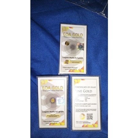 Eoa Gold logam mulia 0.1 &amp; 0.2 gran LM 999.9