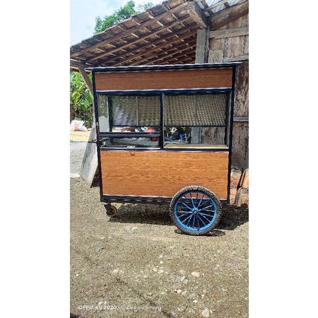 GEROBAK jualan dorong pakai roda motor etalase gerobak alumunium murah