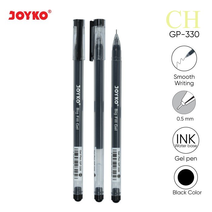 

Gel Pen Pulpen Pena Joyko GP-330 Big Fill Gel 0.5 mm - Black