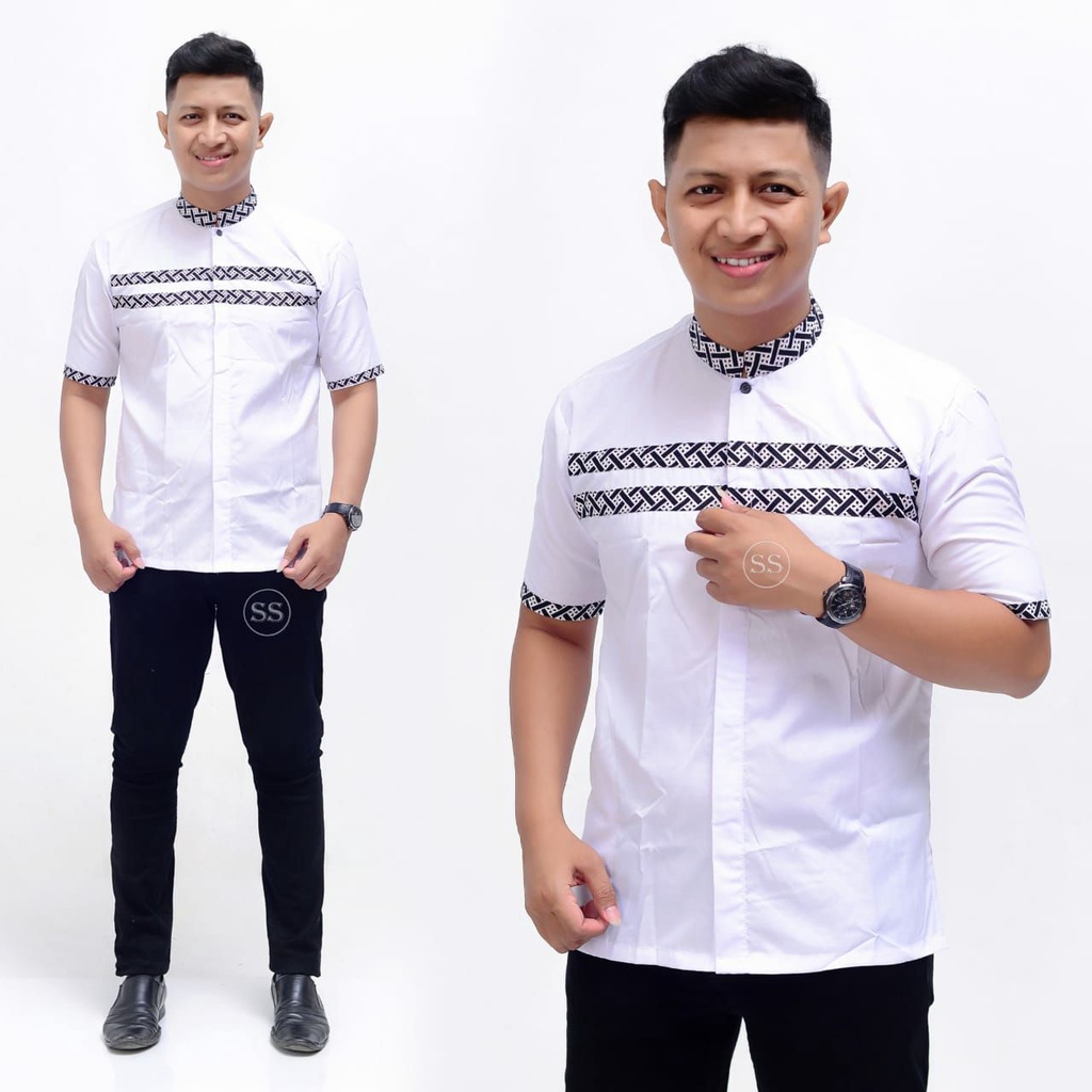 Baju Koko Pria Bordir Syubbanul Muslimin Koko Azzahir Koko Kurta Lengan Pendek
