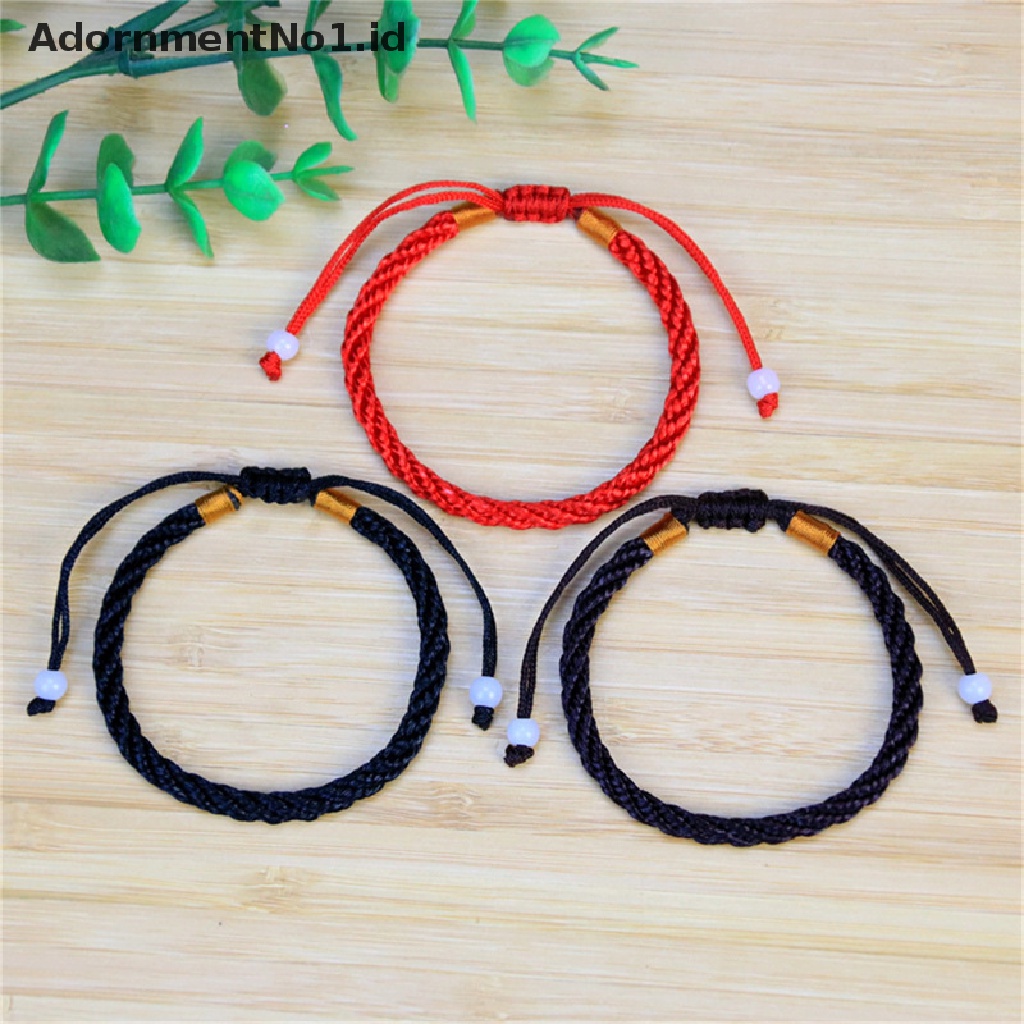 [AdornmentNo1] Wanita Beruntung Buatan Tangan Dikepang Pasangan Braclet Adjustable Lucky Red String Bracelet [ID]