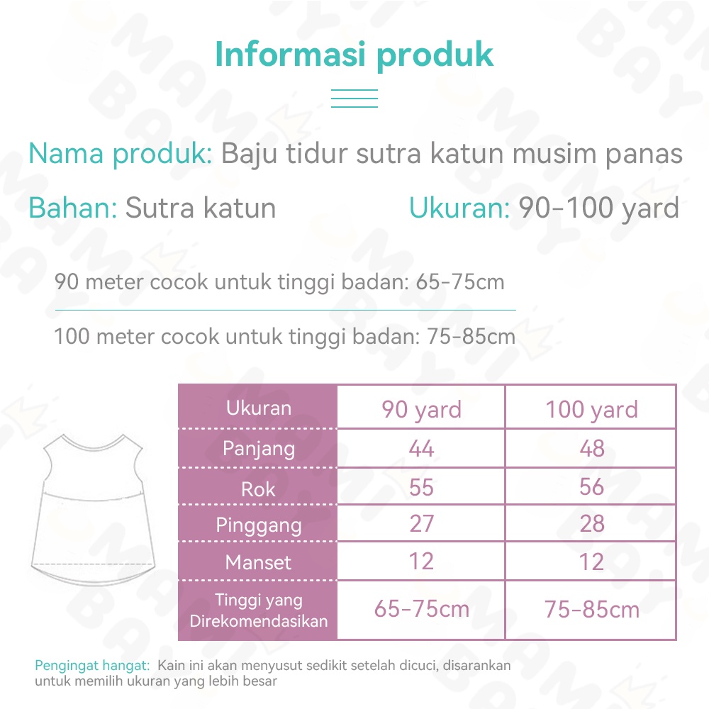 OKEYI Daster anak perempuan/Dress bayi/Baju bayi perempuan cantik