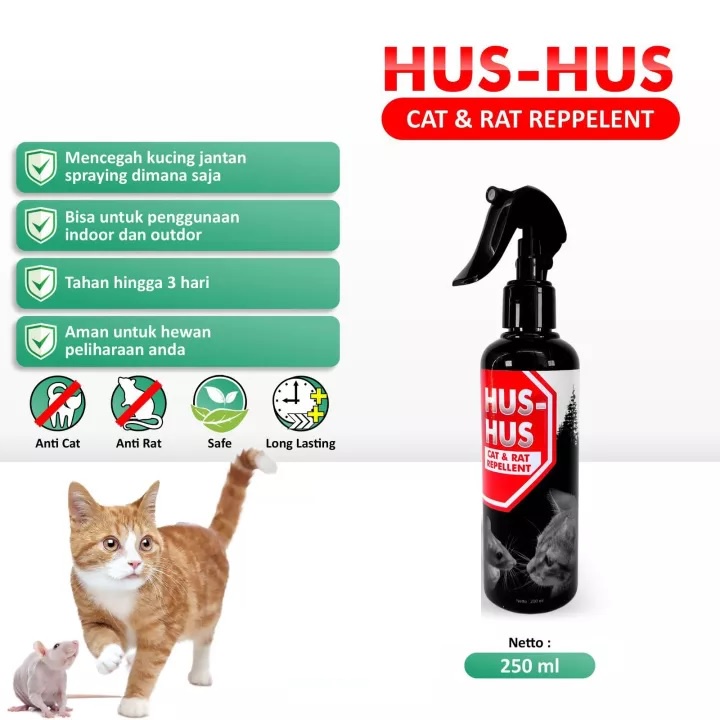 Hus hus Cat and Rat Repellent 250 ml spray pengusir kucing dan tikus agar tidak pee dan poop di sembarang tempat