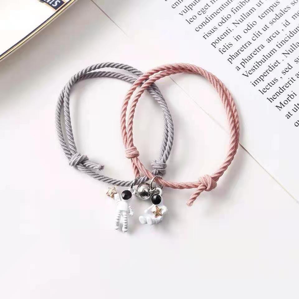 1 Set Gelang Tali Magnet Couple Pasangan Hip Hop Korea Fashion Astronot Best Friends Lock Kunci