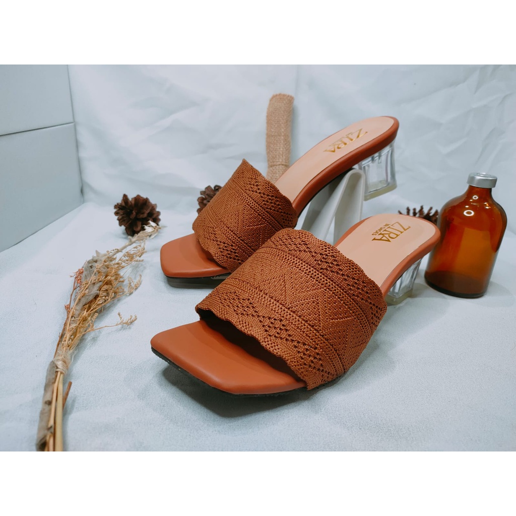 Sendal Heels Rajut Hak Kaca 5cm Terbaru Sandal buat Kondangan Wanita Kekinian  Hills Prempuan Sandal Real Pictt Sandal Pesta Sandal Cewek Dewasa Sandal hak kaca terbaru termurah ZR 02