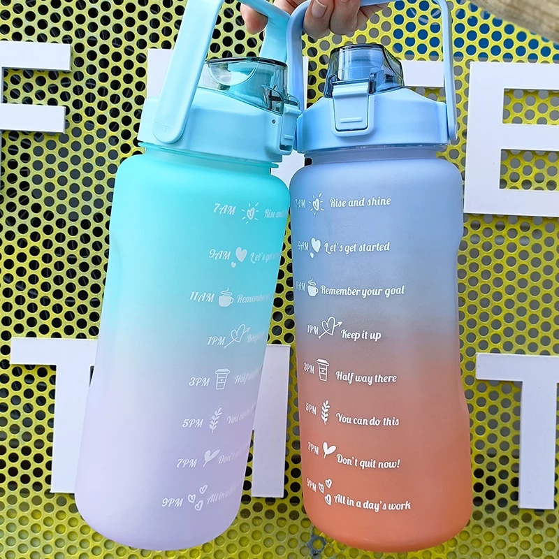 Botol air 2000ml botol minuman tahan bocor plastik 2L cangkir air olahraga portabel-Impor 7 warna