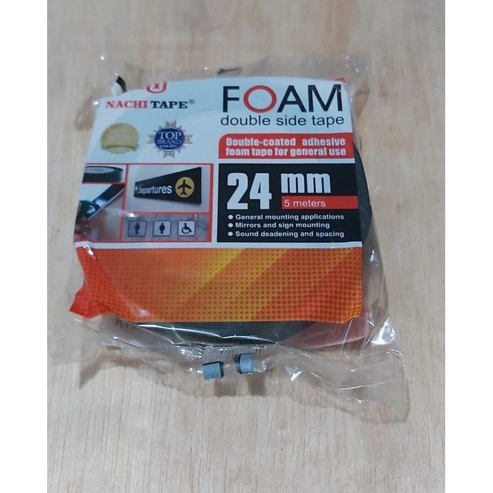 

Double Tape Foam NACHI 1 Inch 24mm Isolasi/Solasi/Selotip Bolak Balik PER ROLL