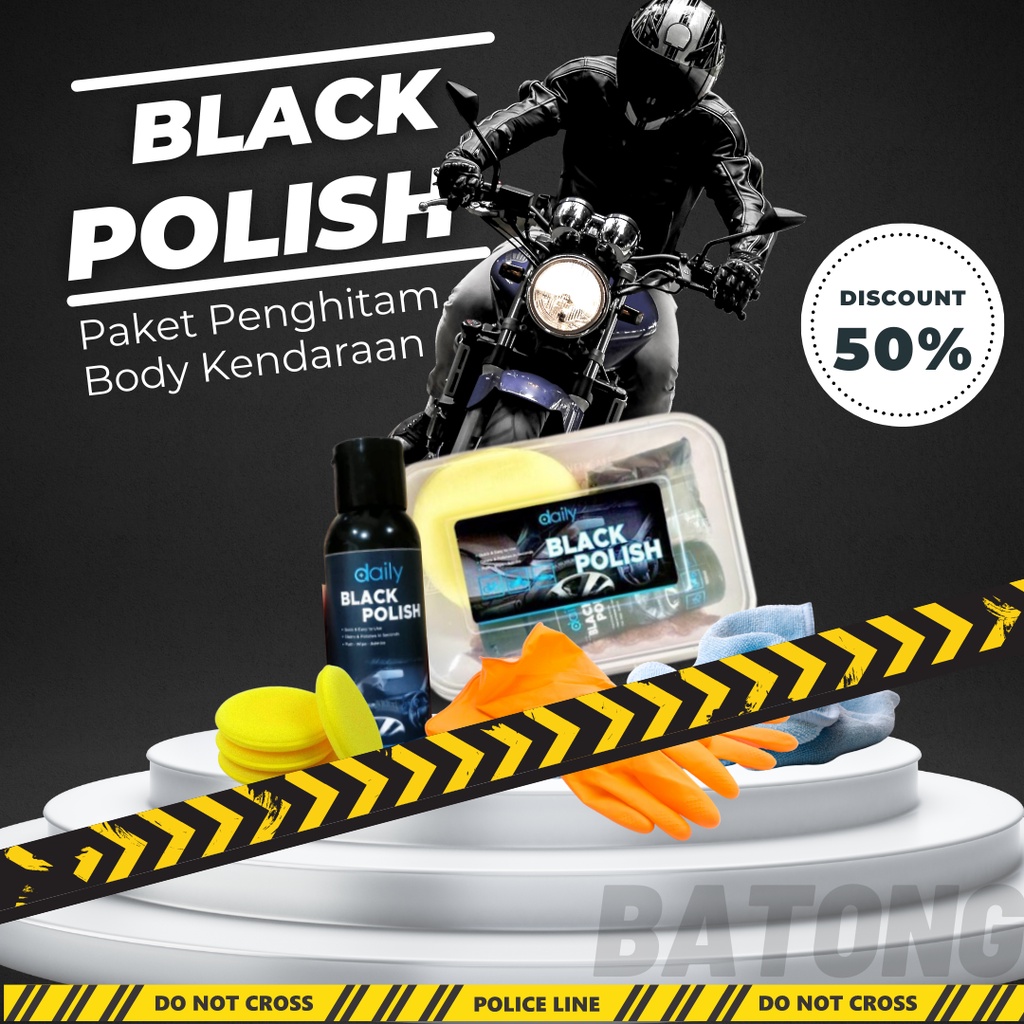 Produk Pengitam Body Kendaraan Motor dan Mobil Poles Body Black Polish Cairan Penghitam Permanen Premium