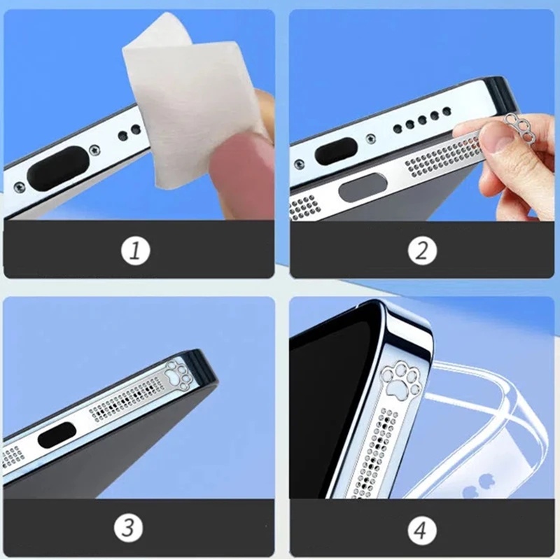 [Harga Grosir]Stiker Filter Debu Speaker Ponsel Desain Cakar Kucing Bahan Logam Untuk IPhine12 / 13 / 14 Series