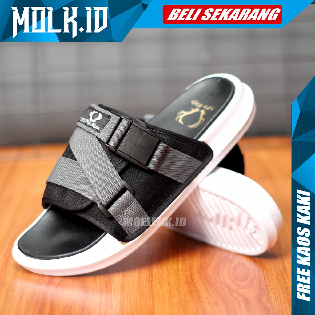 MOLK Sendal Pria Slide Distro Original Kekinian Sandal Cowok Trendy Simple Murah Anti Slip