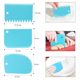 Serbagrosirmurah Scraper Buttercream Alat Dekorasi Hias Kue Penghalus Cake Potong Dough 3 in 1 Set Adonan