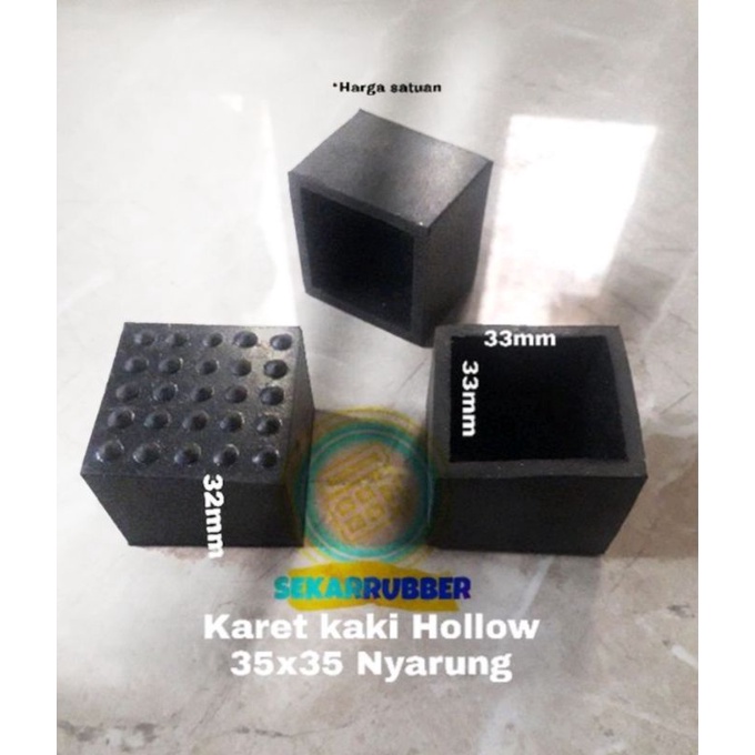 Karet Kaki Hollow 35x35 Asbak Sarung  tutup Kaki Meja Rak Besi Baja Ringan Hollow