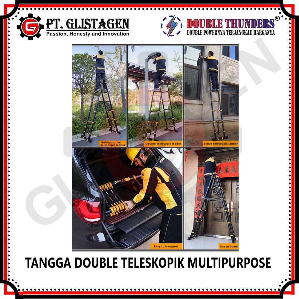 Tangga Lipat Teleskopik Multipurpose Double ( 4.1M+4.1M = 8.2M )