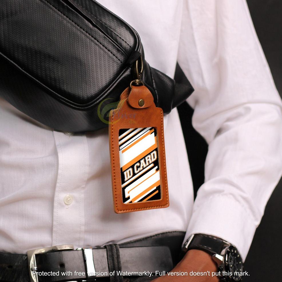 

Best! Card Holder Id Card Kalung Holder Name Tag Quick Kulit Souvenir ~