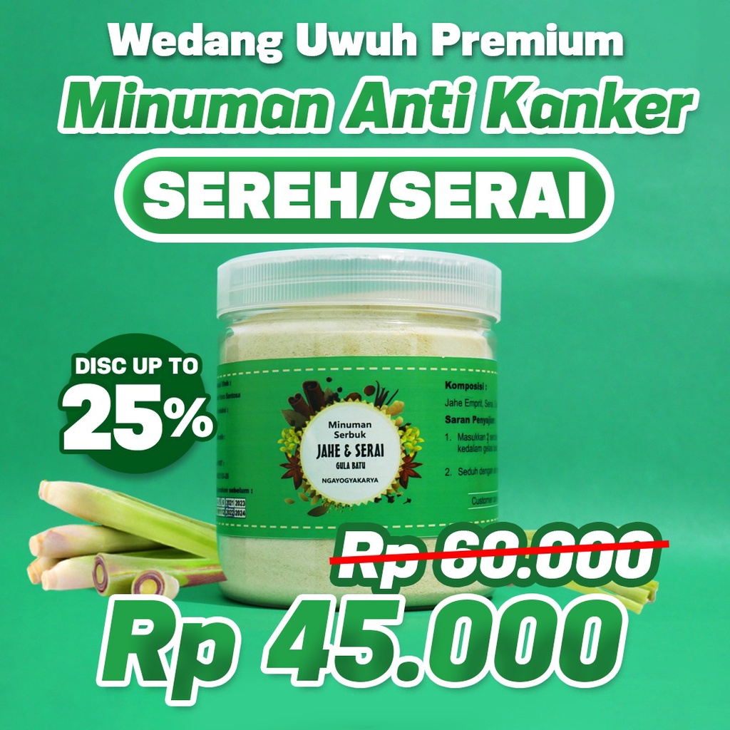 

Wedhang Uwuh Premium (Sereh/Serai) - Solusi Imunoterapi Kanker